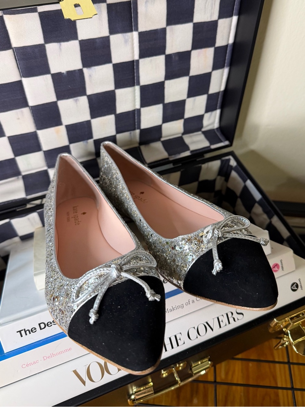 Kate Spade Nella Silver Glitter Ballet Flats Size 8